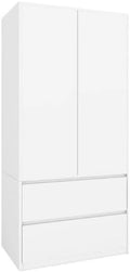 Armoire Moderne 2 Portes et 2 Tiroirs - Rangement Polyvalent pour Chambre, Salon et Entrée - 181x90x51 cm - Blanc