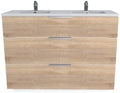 Meuble de Salle de Bain avec Vasque et Trois Tiroirs en Chêne, 120x47x91 cm