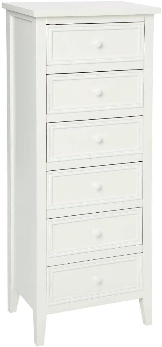 Commode Romantique à 6 Tiroirs, Blanc, 45 x 30 x 113 cm - Mobilier de Rangement Atmosphera
