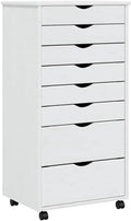 Dressing mobile en pin massif avec tiroirs, blanc MOSS