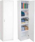 Armoire de Rangement Blanche avec 5 Étagères - 40x185x35 cm - Pour Chambre ou Salle de Bain