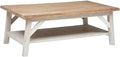 Table Basse Rectangulaire Bois & Blanc avec Rangement, Style Bohème - 120 x 70 cm