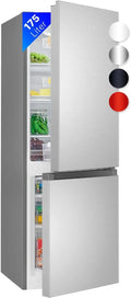 Bomann Réfrigérateur-Congélateur 175L, Inox, Température Ajustable, Portes Réversibles, Pieds Réglables