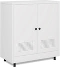 Buffet en métal blanc avec étagères ajustables, armoire à deux portes pour salon, maison et bureau