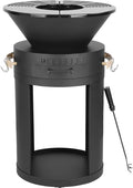 Barbecue Plancha Brasero à Charbon et Bois César - 49 x 49 x 92 cm - Noir Élegant