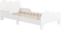 Lit Enfant 70x140 cm avec Barrière, Sommier et Décor Nuage - Pour 3 à 8 Ans