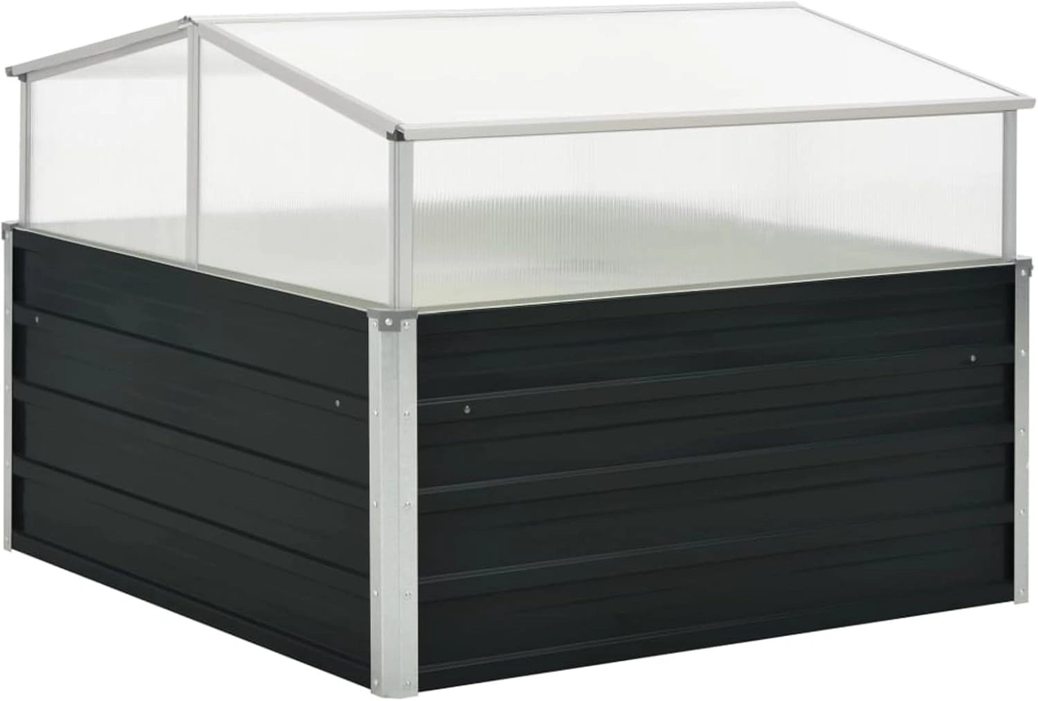 Serre de Jardin Anthracite 100x100x77 cm en Acier Galvanisé