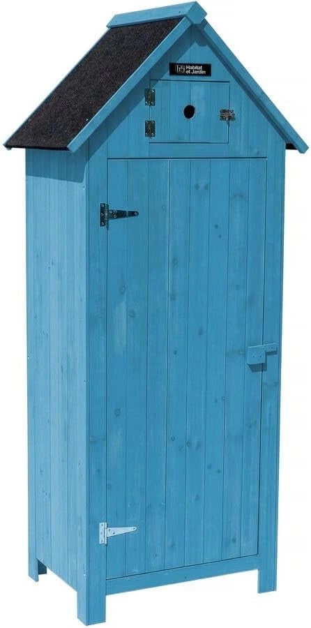 Cabane de Jardin en Bois, 77x54,5x179 cm, Bleu Azur
