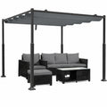 Pergola Rétractable 3x3m pour Terrasse et Jardin, Protection Solaire en Métal et Toile Gris Foncé