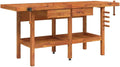 Établi en Bois d'Acacia avec Tiroirs et Étau 192x62x83 cm