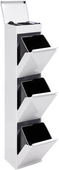 Poubelle de tri sélectif ARREGUI Top CR321-B en acier, 3 compartiments 51 L, blanc