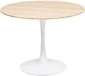 Table Ronde Elias pour 4 Personnes, Plateau Chêne et Pied Métal Blanc
