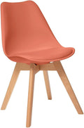 Chaise de Salle à Manger en Plastique et Hêtre avec Coussin Confortable - Terracotta