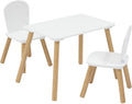 Ensemble Table et Chaises pour Enfant - 3 Pièces - Résistant à l'Eau - Sécurité et Confort - Bois Blanc