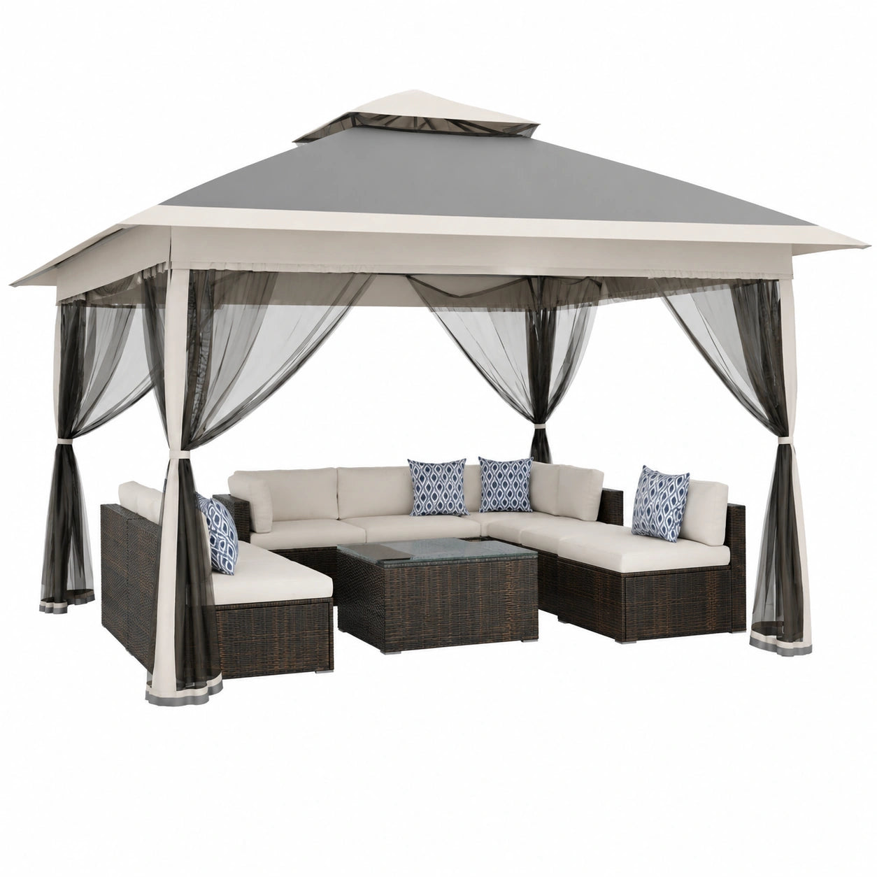 Tonnelle Pliante 3x3 m avec Moustiquaire et Protection UV