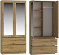 Armoire avec Miroir et Rangement, 90x180x50 cm, Chêne Artisan - Pour Chambre ou Bureau