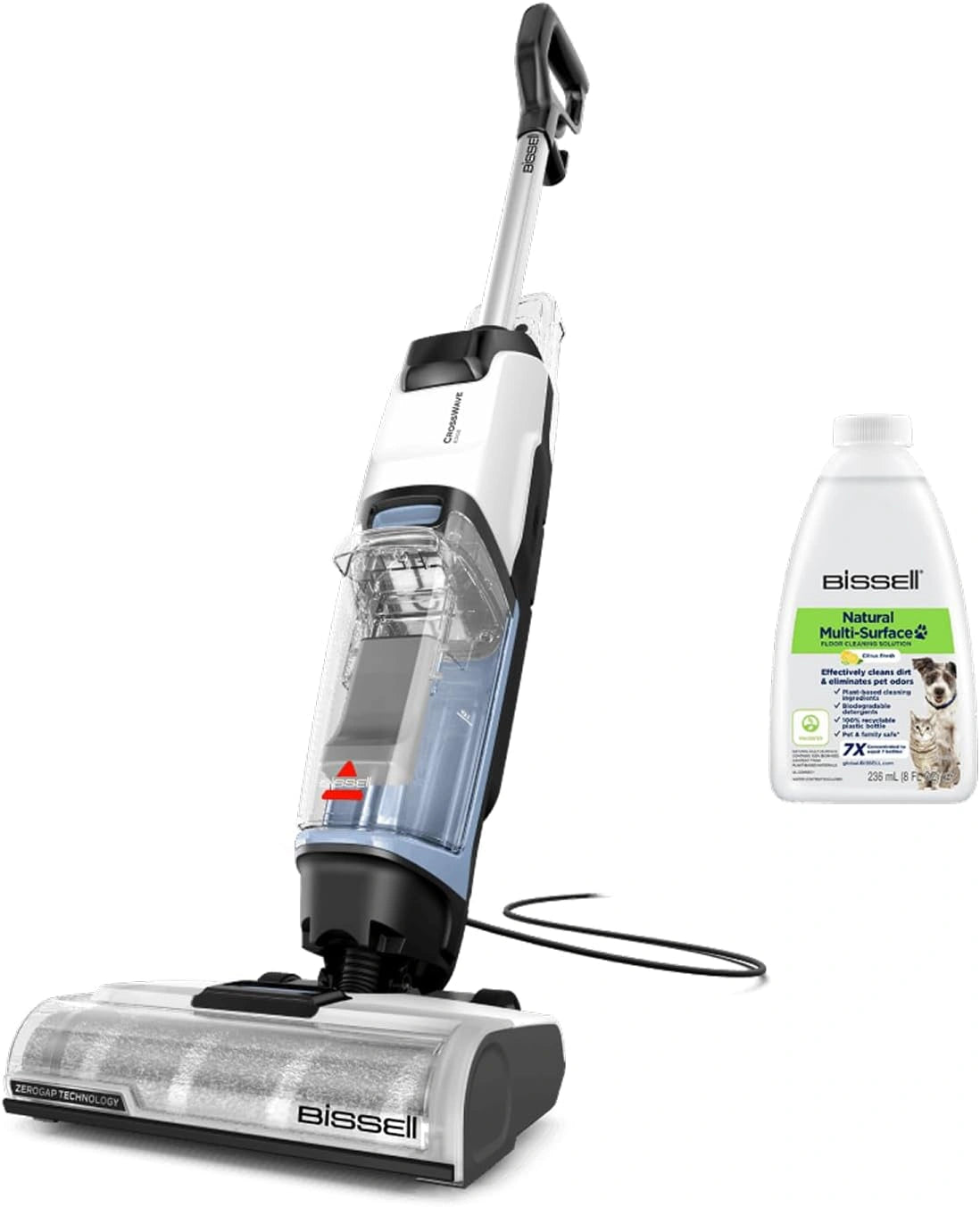 BISSELL CrossWave Edge Aspirateur Nettoyeur Multi-Surfaces avec Auto-Nettoyage, 7.5m Câble