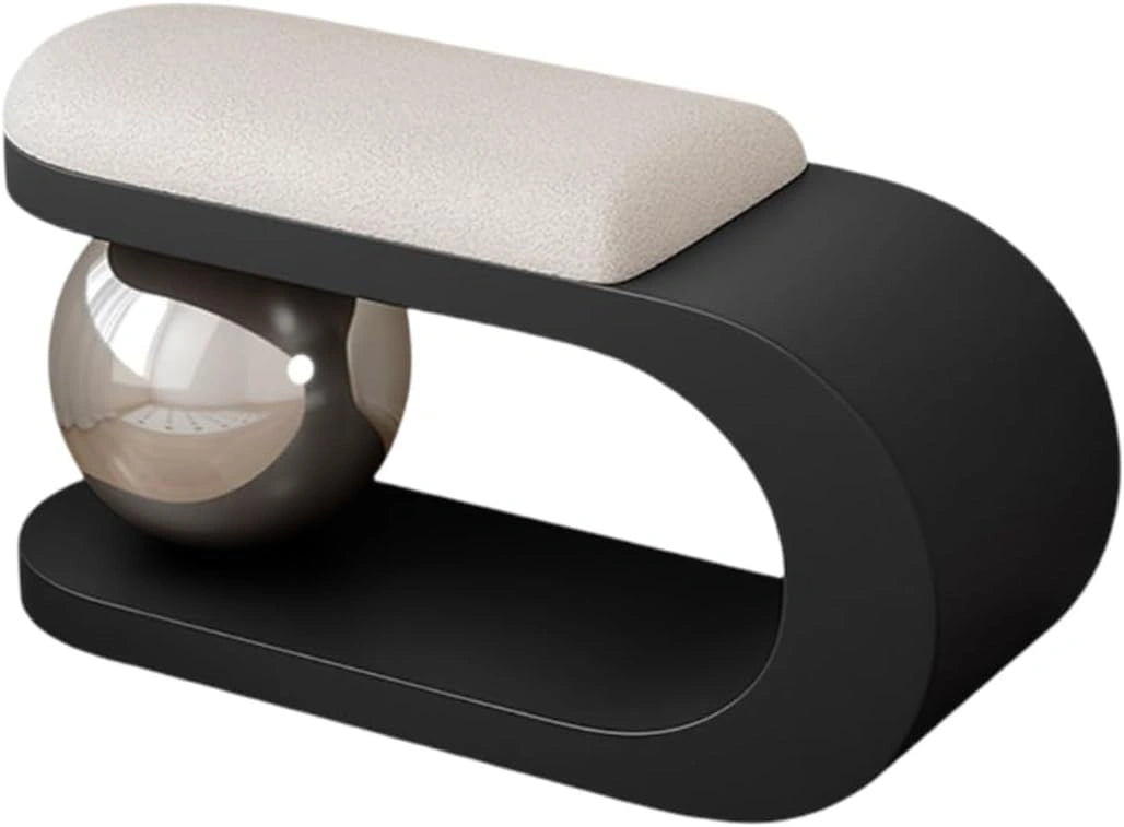 Banc métallique d'entrée avec coussins effet laine d'agneau, siège incurvé pour salon, style moderne (100 cm)