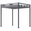 Pergola rétractable 3x2 m en métal avec toile polyester gris