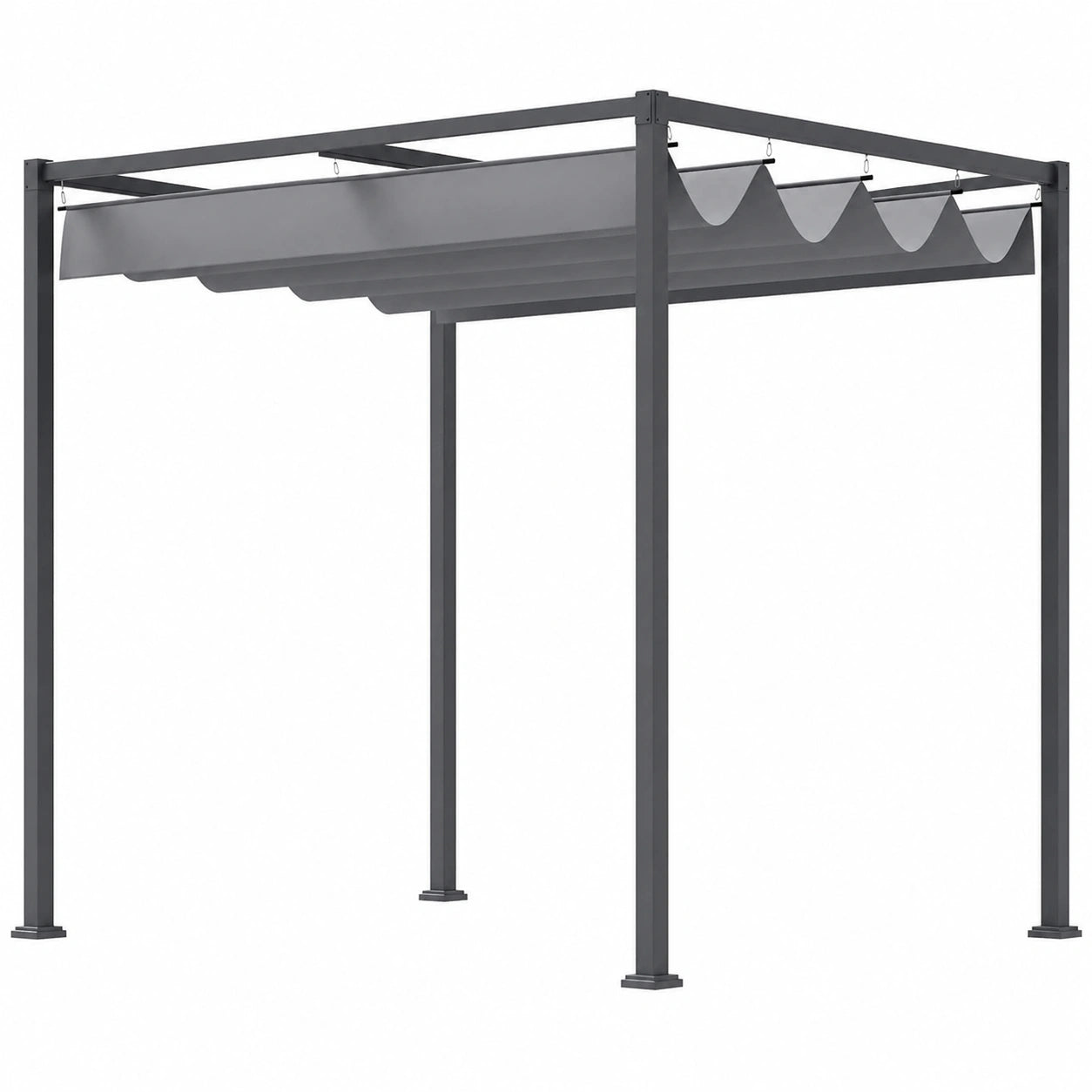 Pergola rétractable 3x2 m en métal avec toile polyester gris