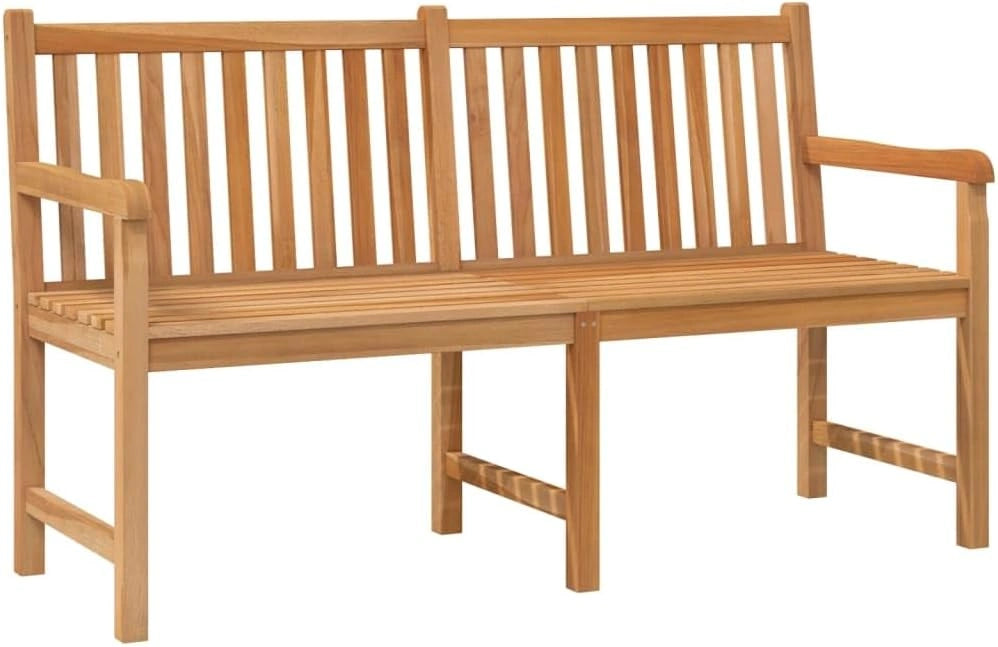 Banc de Jardin en Teck Massif 150 cm - Design Élégant avec Pied Central pour Terrasse et Balcon