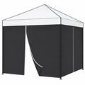 Lot de 2 parois latérales imperméables pour tente de jardin, 3 x 3 m, résistantes à l'hiver, avec 2 portes, noir
