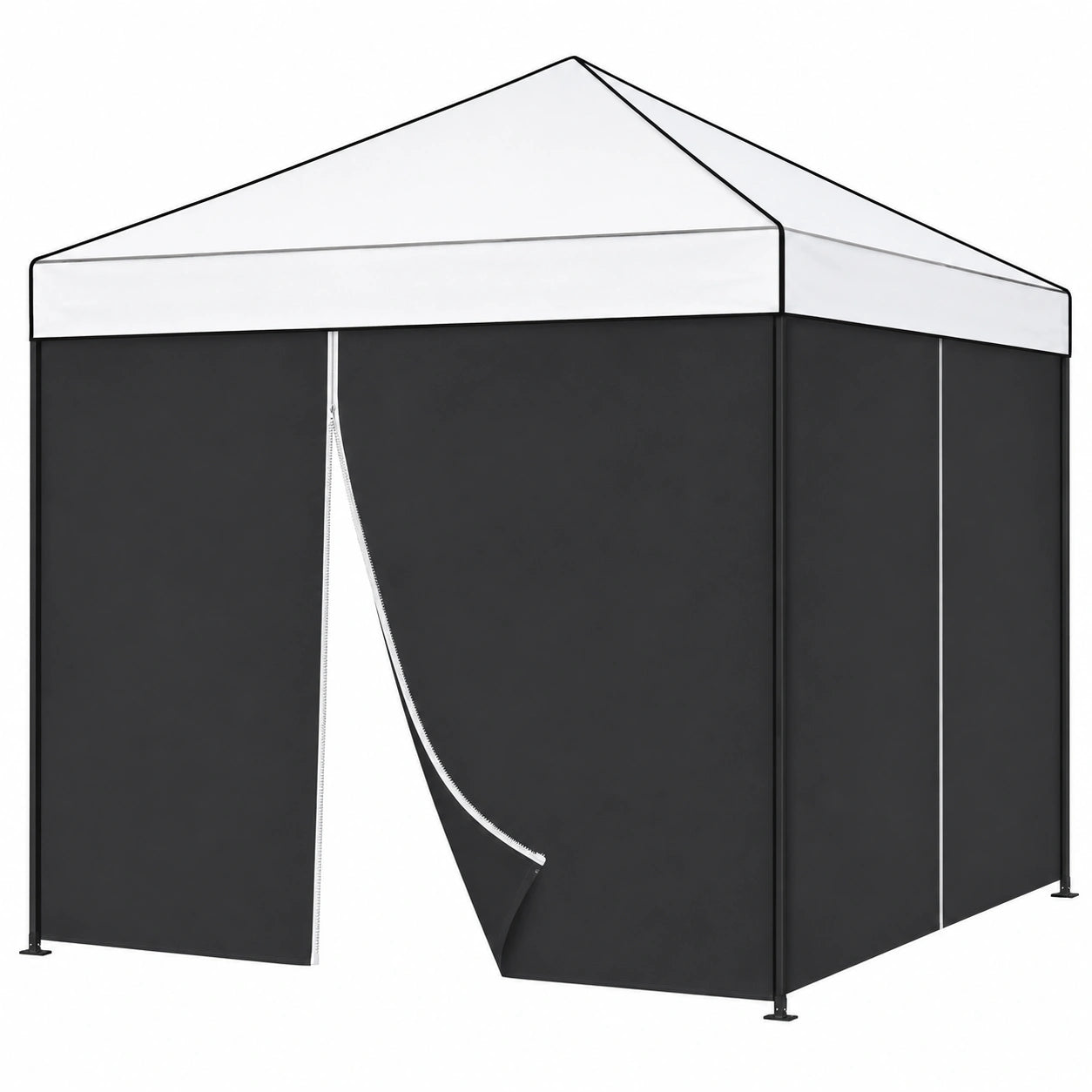 Lot de 2 parois latérales imperméables pour tente de jardin, 3 x 3 m, résistantes à l'hiver, avec 2 portes, noir