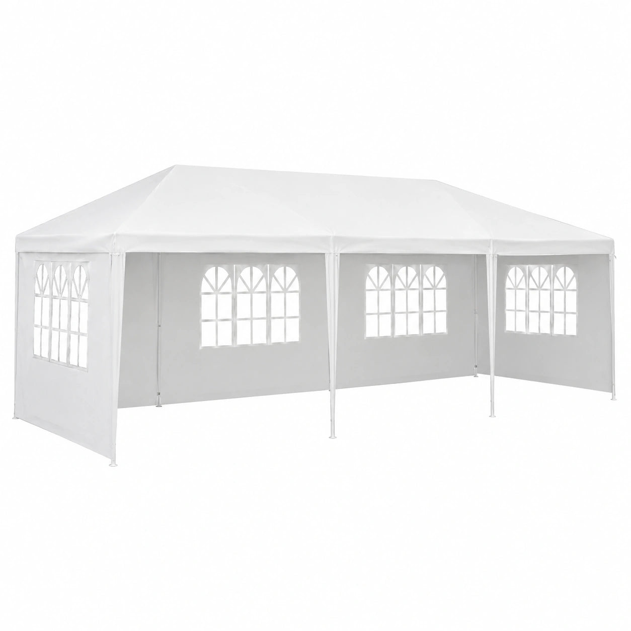 Grande Tonnelle de Jardin avec Fenêtres, Protection Solaire et Pluie, Idéale pour Événements en Plein Air