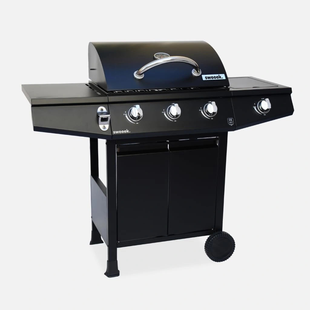 Barbecue à Gaz 3 Brûleurs avec Feu Latéral et Thermomètre - Noir