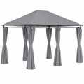 Pavillon de Jardin avec Toit Double et Toiles Amovibles, 4x3 m, Gris