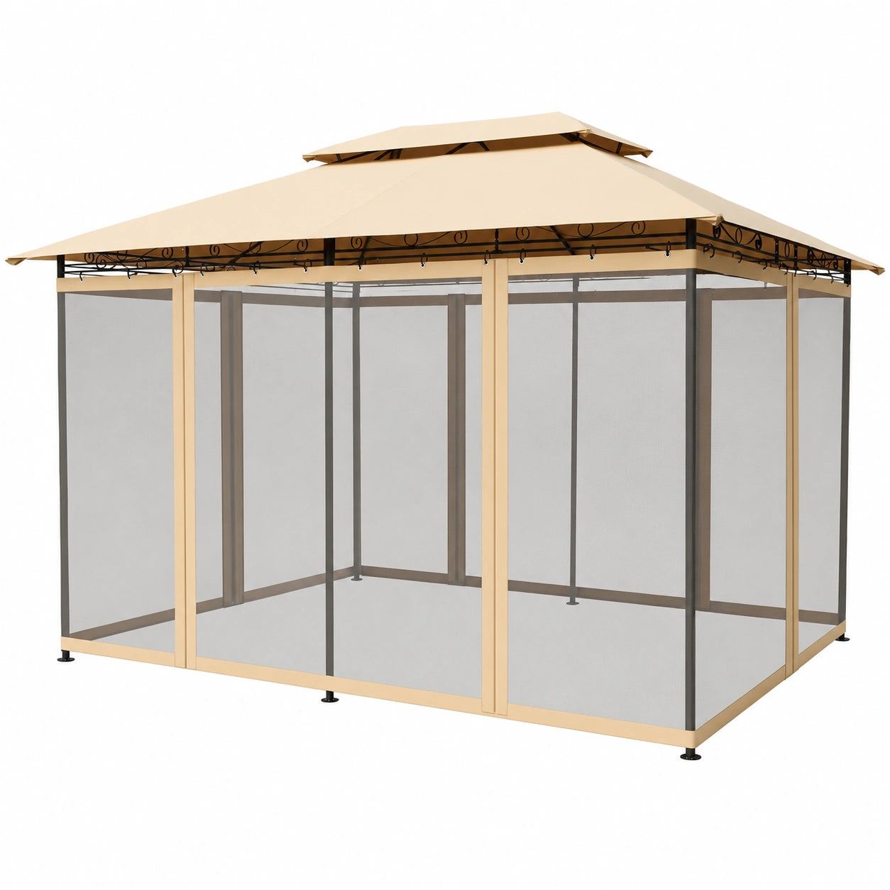 Tonnelle de Jardin en Acier avec Moustiquaires et Toits Doubles