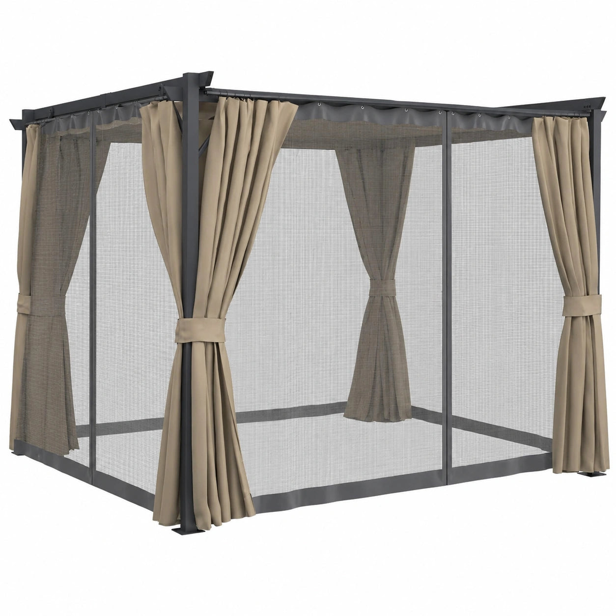 Tonnelle de Jardin avec Moustiquaire et Toit Rétractable 3x4 M