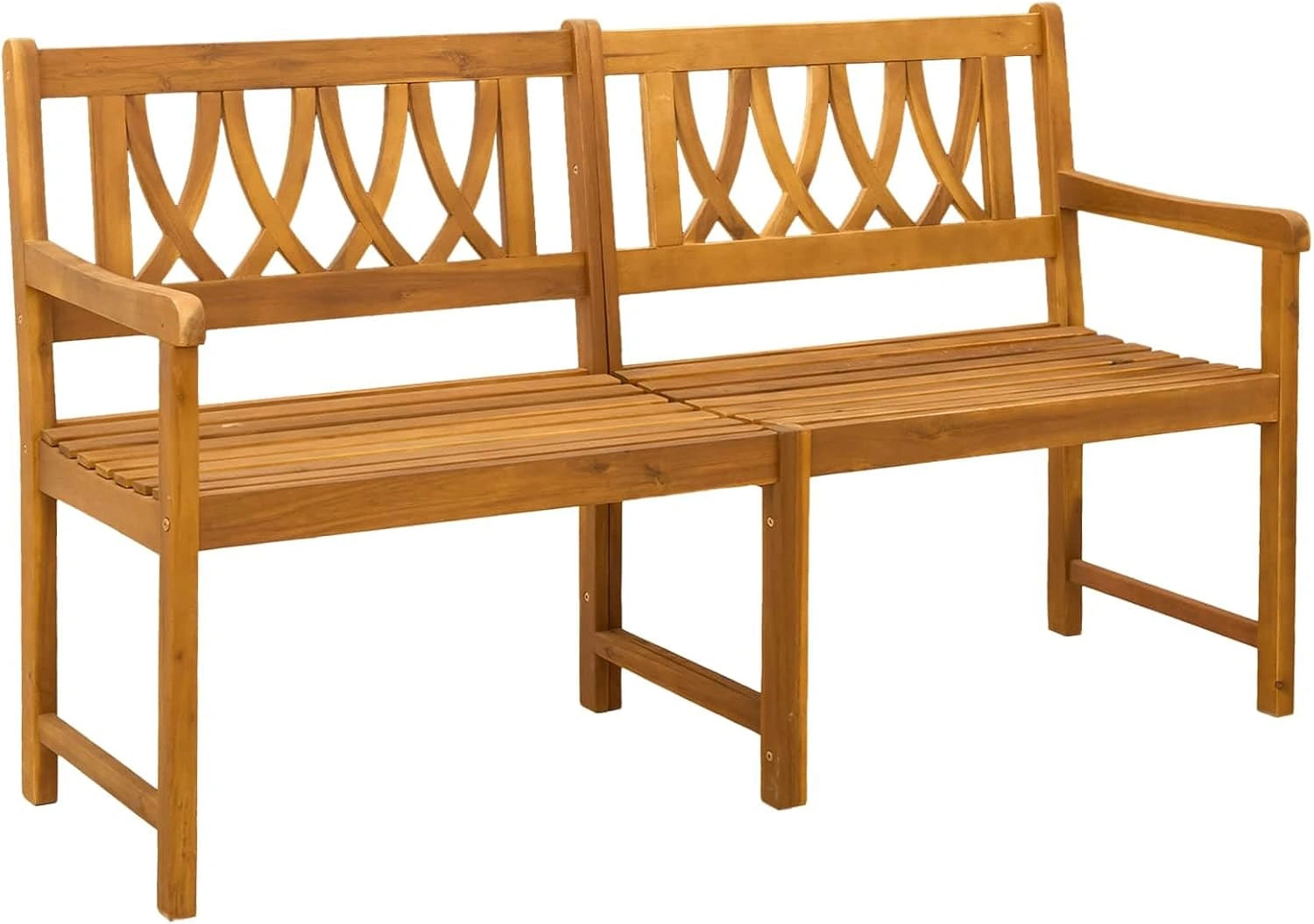 Banc de Jardin en Acacia Massif avec Accoudoirs - 150x55,5x90 cm - Finition Naturelle Huile