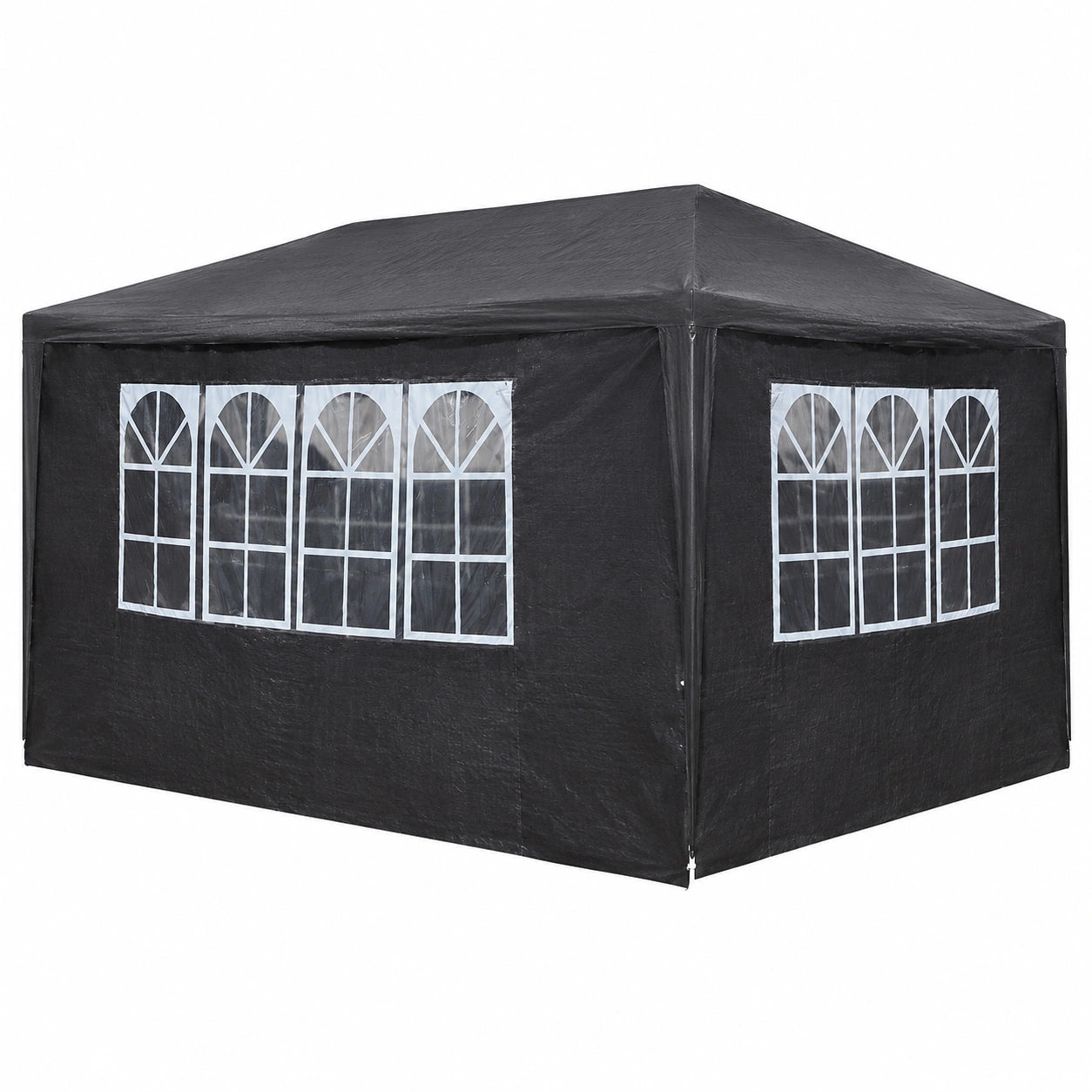 Grand Pavillon de Jardin 3x6m avec Protection UV, Côtés Enroulables et Fenêtres