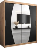 Armoire à Porte Coulissante avec Miroir Elypse pour Chambre Adulte - Dressing et Penderie Moderne