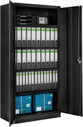 Armoire de Bureau en Métal avec Serrure et Étagères Réglables - 5 Compartiments, 2 Portes