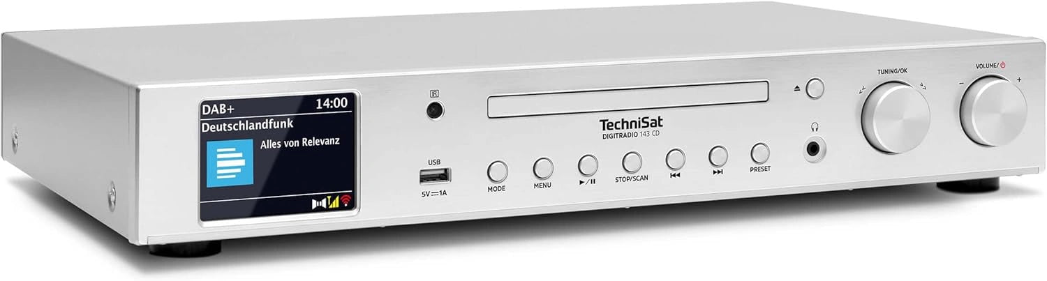 TechniSat DIGITRADIO 143 CD V3 - Système HiFi Internet, DAB+, FM, Bluetooth, Spotify Connect, CD, Wi-Fi, 43,5 cm, Application & Télécommande, Argent