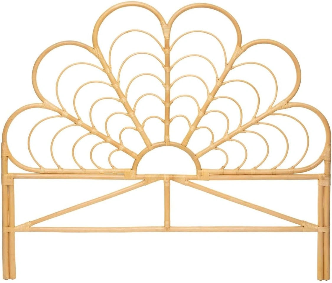 Structure de Lit Bohème en Rotin Fleur 160x140 cm pour 2 Personnes