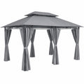 Pavillon de Jardin Style Colonial avec Toiles Amovibles