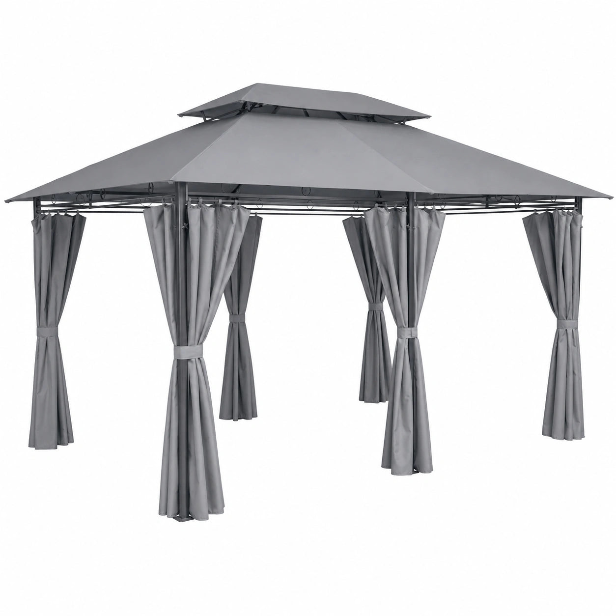 Pavillon de Jardin Style Colonial avec Toiles Amovibles