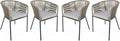 Alice's Garden - Ensemble de 4 Fauteuils de Jardin en Corde Beige et Acier Galvanisé avec Coussins