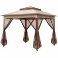 Tonnelle de Jardin Pliante 3.3x3.3m avec Moustiquaires Anti-UV et Sac de Transport