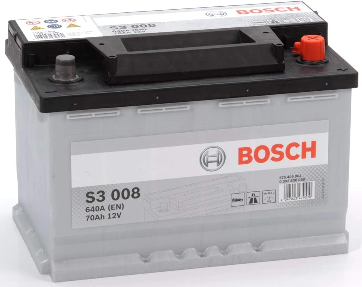 Batterie de Voiture BOSCH 70Ah 640A EN - Dimensions 278x175x190mm