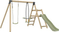 Aire de Jeux en Bois avec Balançoires et Toboggan - 190 cm - Certification FSC