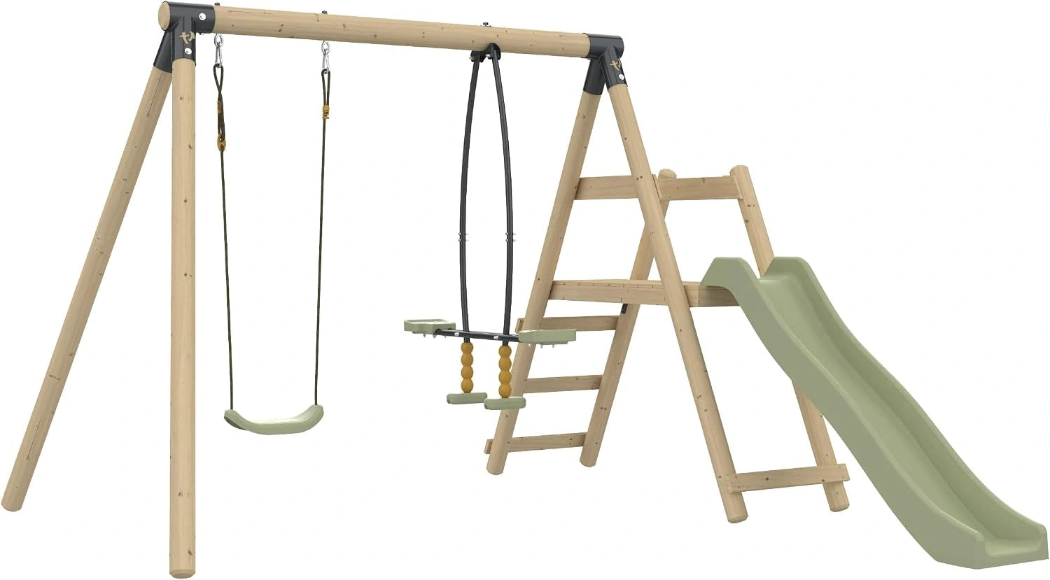 Aire de Jeux en Bois avec Balançoires et Toboggan - 190 cm - Certification FSC