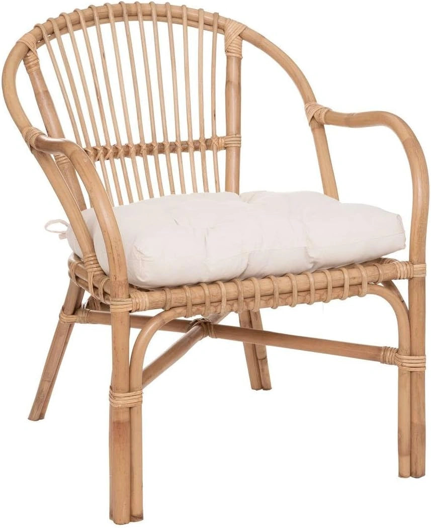 Fauteuil en Rotin et Coton Blanc pour Intérieur - Atmosphera