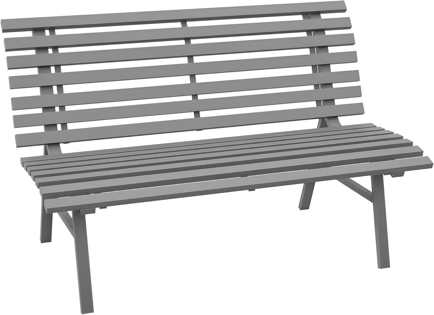 Banc de Jardin en Aluminium 2 Places avec Dossier à Lattes - Outsunny, Gris