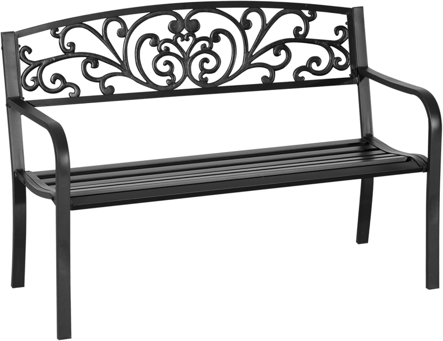Banc de Jardin Métal 2 Places Noir 127x60x87 cm - Charge 240 kg