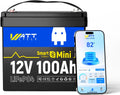 Batterie LiFePO4 12V 100Ah avec Bluetooth, Protection Température et BMS 100A, 15000 Cycles, Idéale pour Camping-Car et Système Solaire