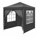 Tonnelle de Jardin Pliante 2x2m avec Parois Latérales, Hauteur Ajustable, Imperméable et Anti-UV
